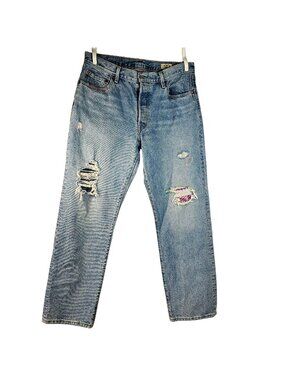 Levis 501 Womens W32 150th Anniversary High Rise Distressed Patchwork Jeans